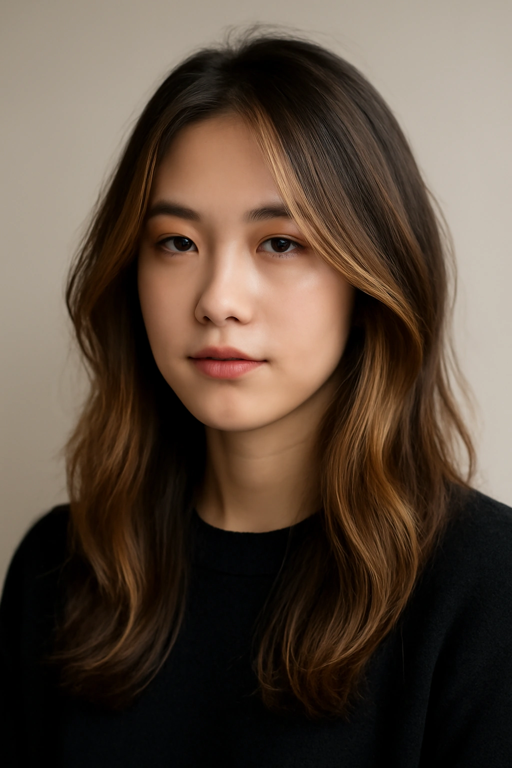 15 Korean Hairstyles Women Are Copying Right Now 10 Dark base hair with honey blonde highlights and face-framing color