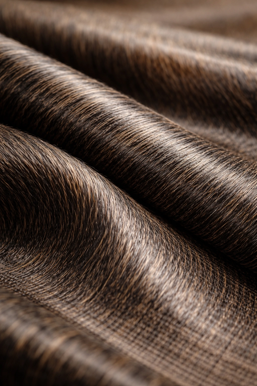 Macro view of horsehair upholstery fabric showing texture and sheen