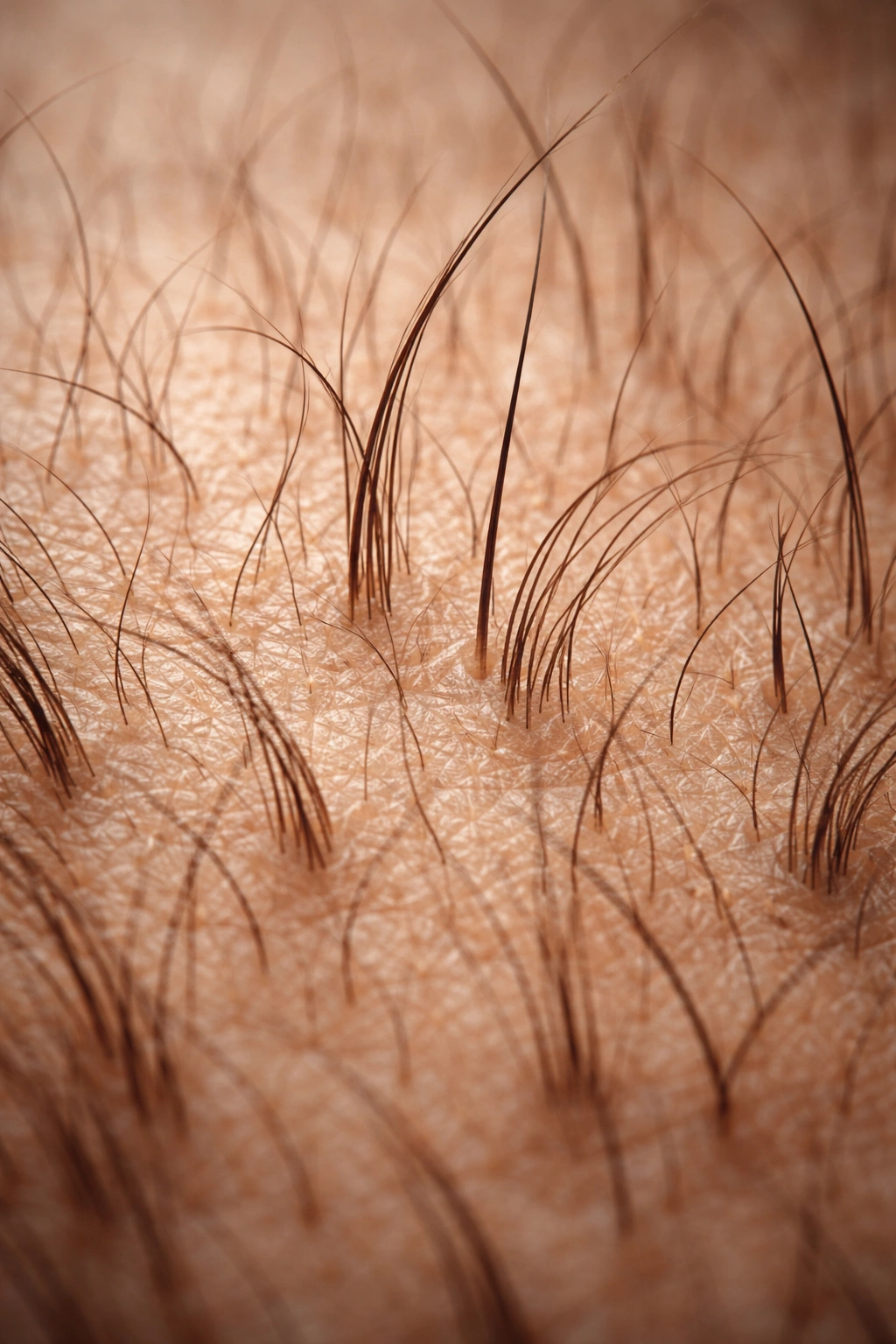 Macro skin close-up showing varied hair distribution