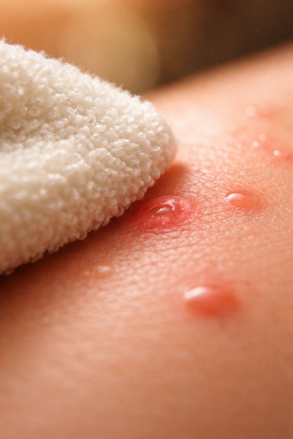 Close-up of skin being exfoliated to prevent ingrown hairs