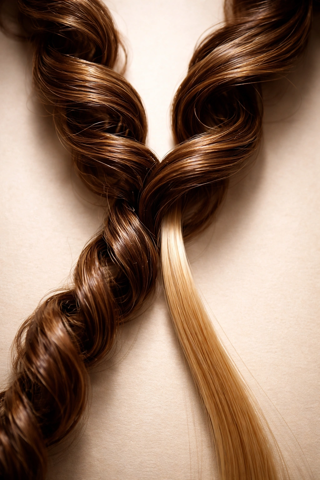 Curly and straight hair strands illustrating genetic inheritance