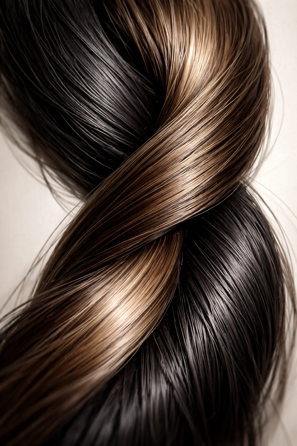 Two intertwined hair strands showing different shades to symbolize multiple alleles in inheritance.