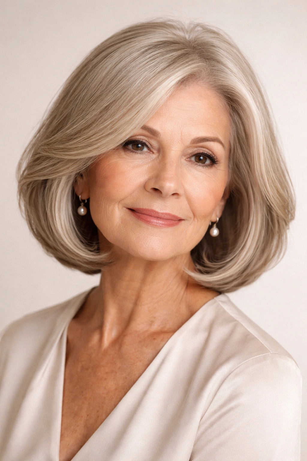 Italian bob hairstyle with collarbone-length, smooth and polished