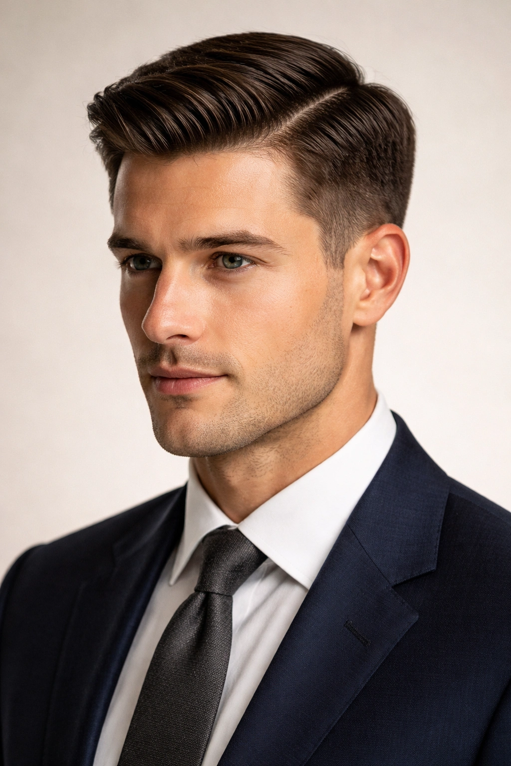 Portrait of a man with an Ivy League haircut