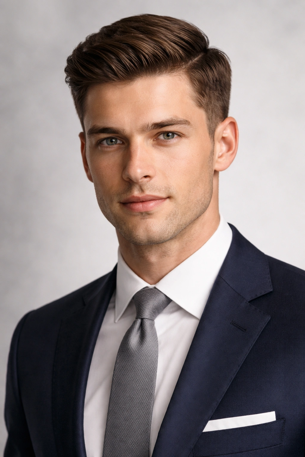 Ivy League haircut with side-combed top.