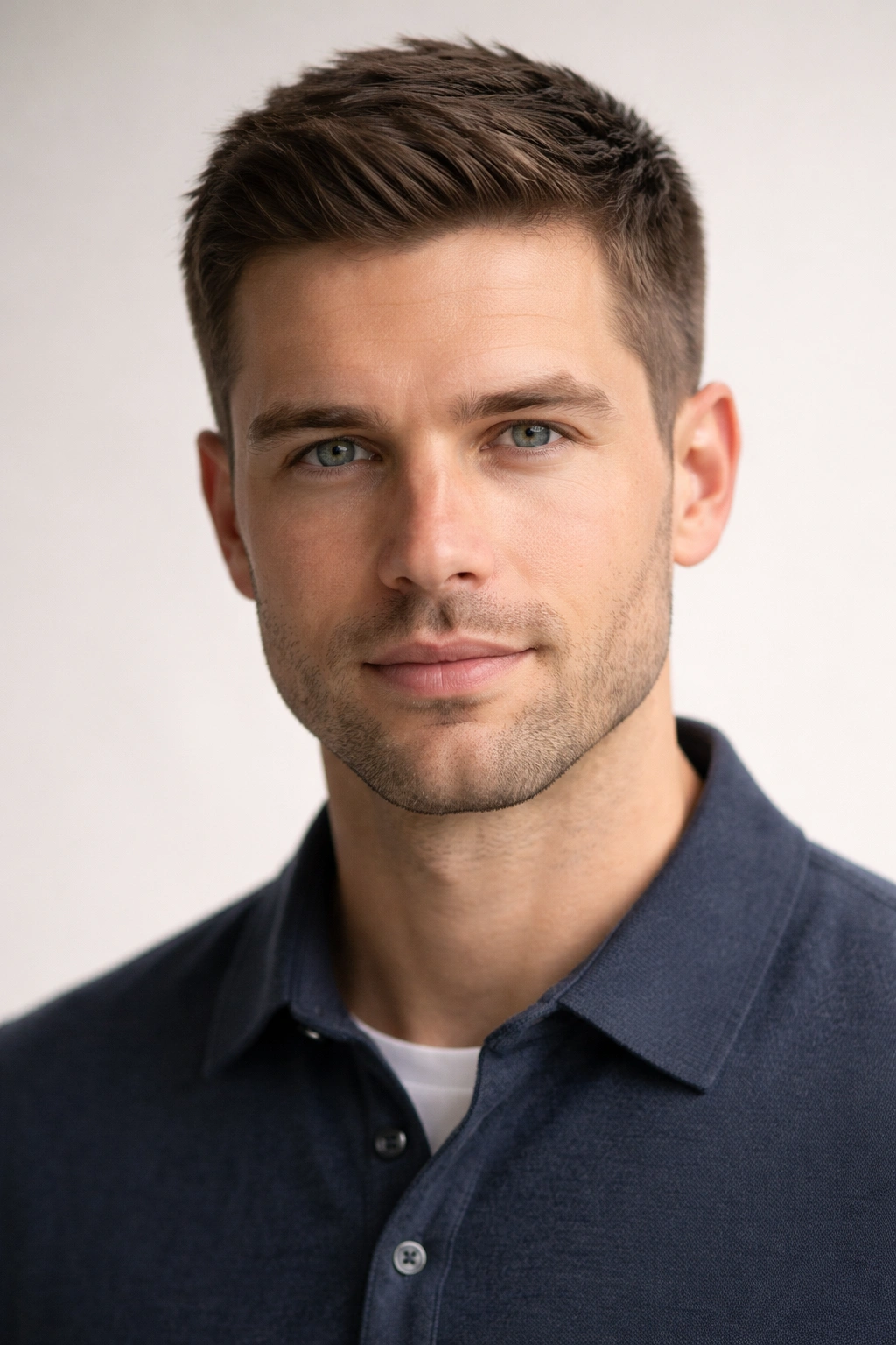 Close-up of Ivy League haircut with 1-2 inch top and tapered sides