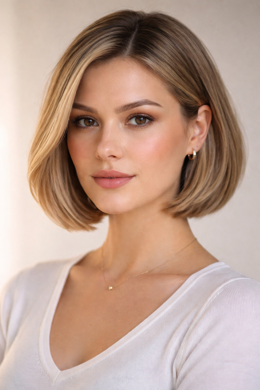 25 Bob Cuts Matched To Your Face Shape And Hair 16 Square-faced model with fine hair in a jaw-length curved bob