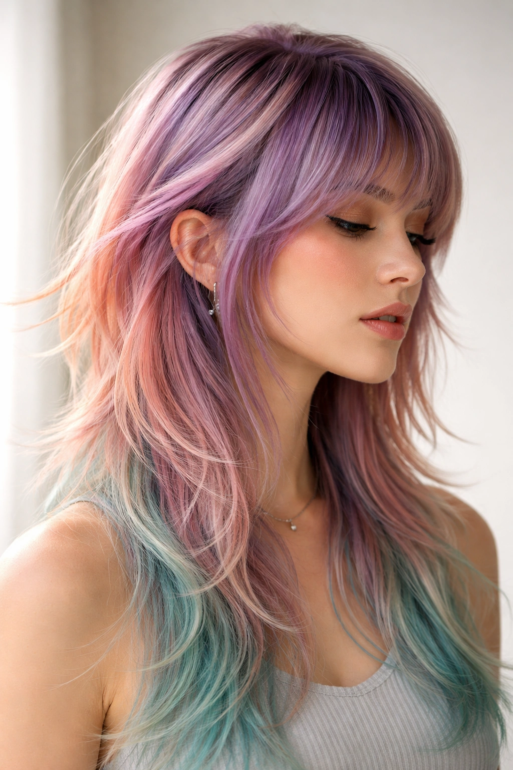 10 Jellyfish Haircuts For Trend Loving Women 7 Close-up of jellyfish haircut with ombre color and textured layers