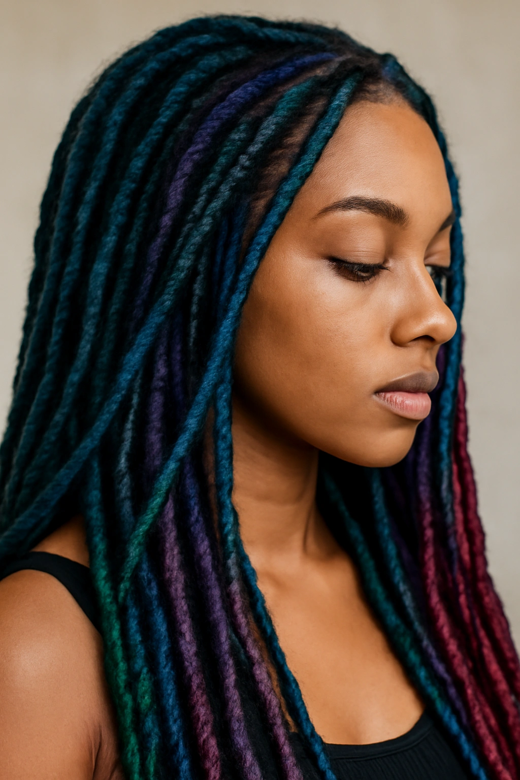12 Faux Loc Styles That Are Worth Bookmarking Now 9 Jewel-tone faux locs in emerald and sapphire hues