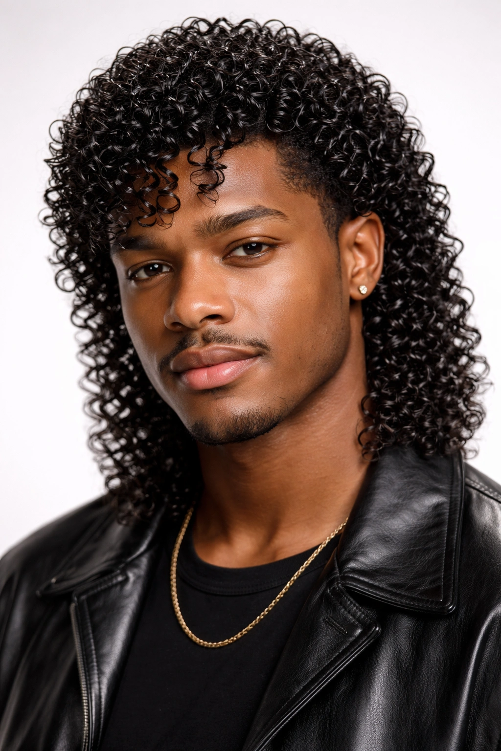 Close-up of glossy Jheri curls with defined curls and wet-looking shine