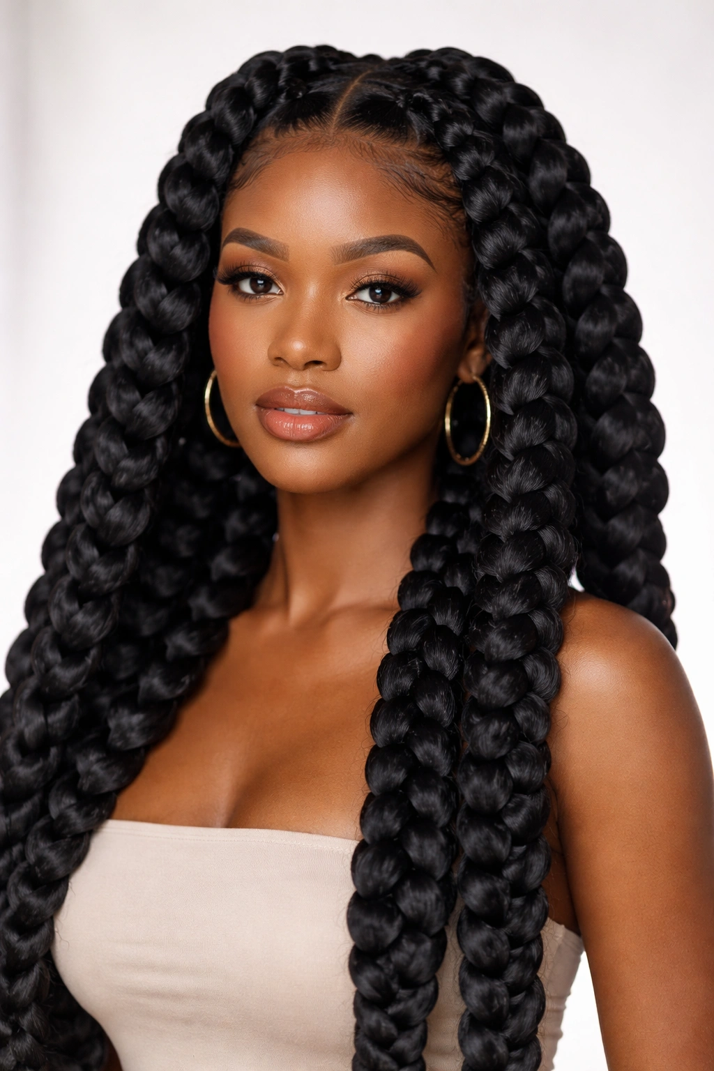 Person with jumbo braids creating a bold silhouette.