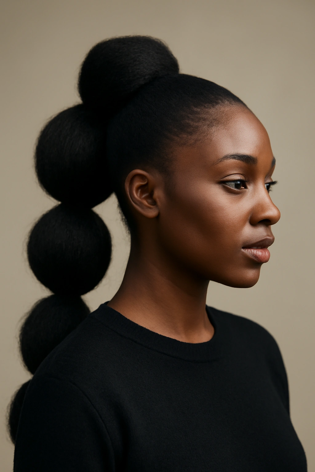 10 Bubble Ponytail Styles Black Women Love Right Now 8 Jumbo bubble ponytail with large, dramatic bubbles and high volume