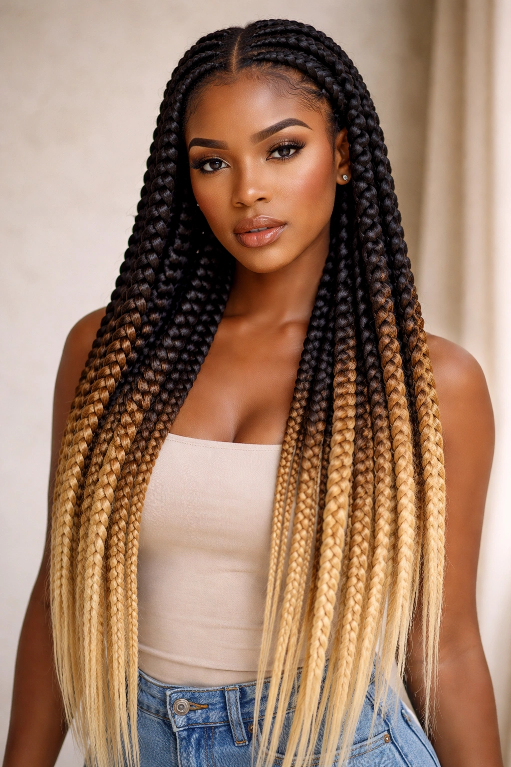 12 Crochet Hairstyles Black Women Are Rocking Now 3 Full head of jumbo feed-in braids with ombre color