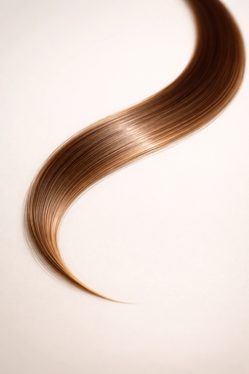 Single smooth hair strand representing final results of keratin treatment