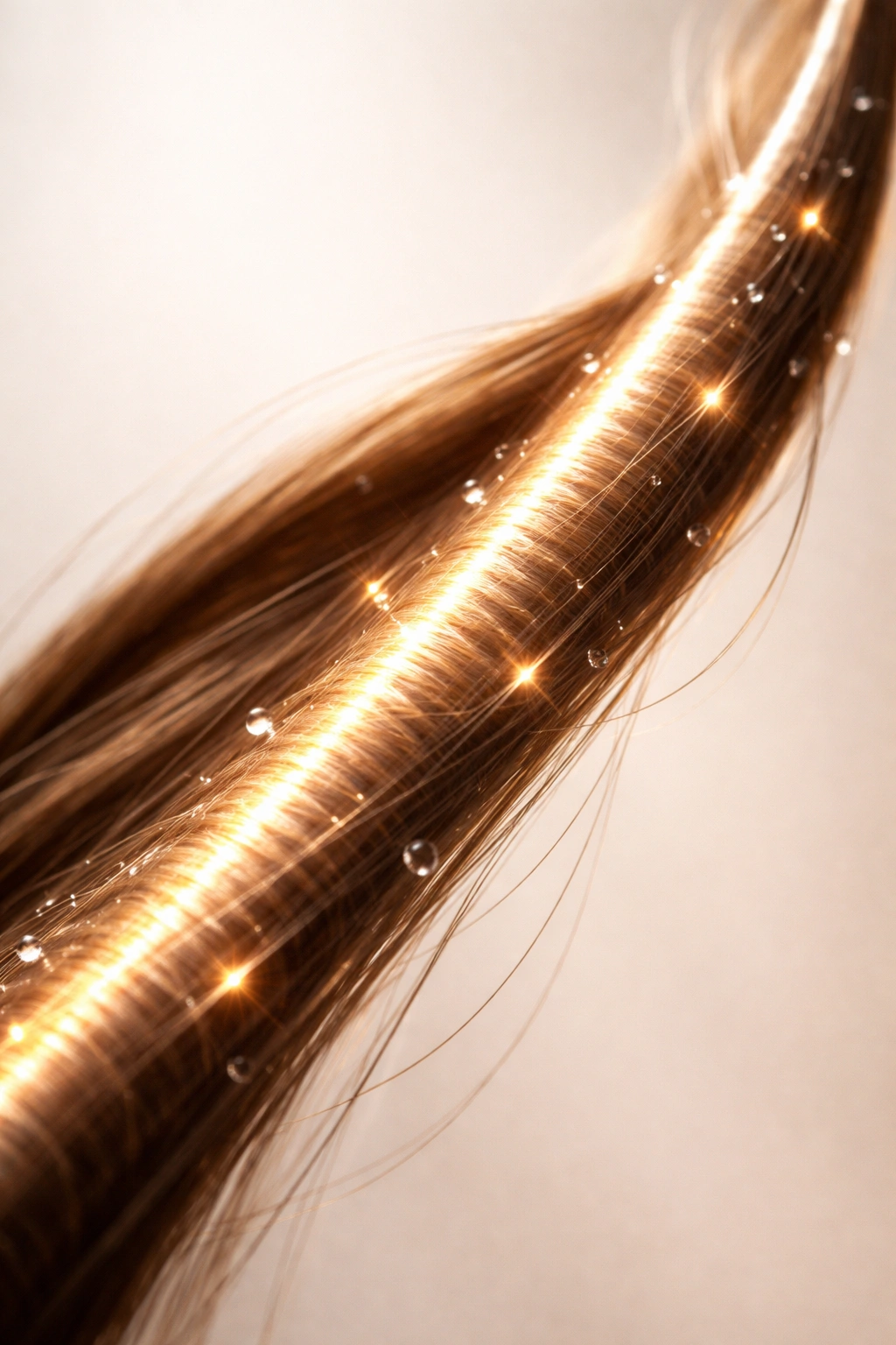 Hair strand with luminous highlights representing key takeaways