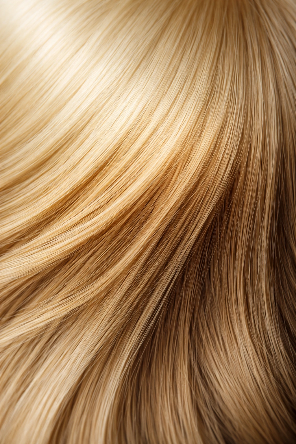 Hair gradient showing natural blonde darkening with age in a close-up
