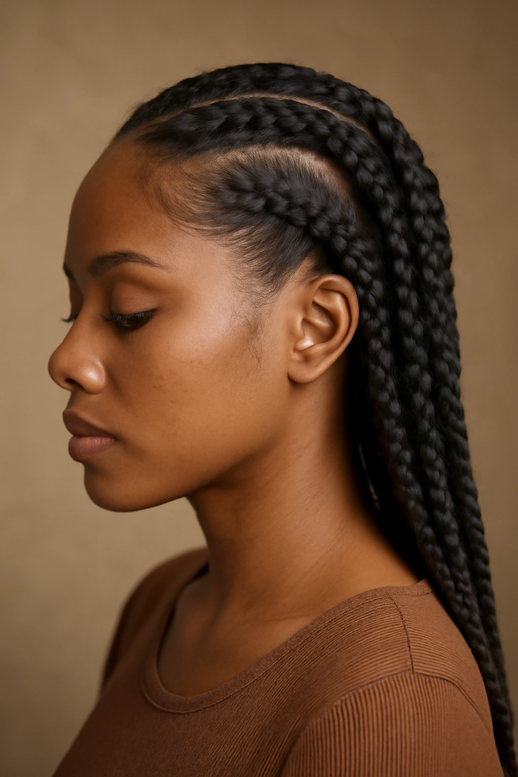 15 Knotless Braid Styles Black Women Are Wearing Now 8 Knotless braids blending natural hair with synthetic extensions