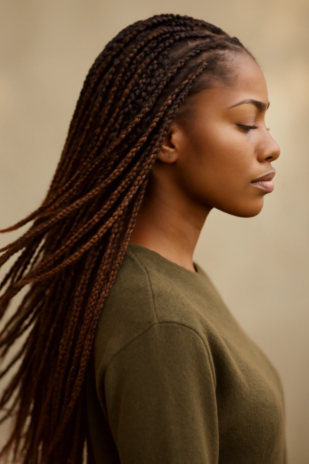 12 Fall Hairstyles Black Women Will Look Great In 11 Knotless braids in warm tones with smooth movement.