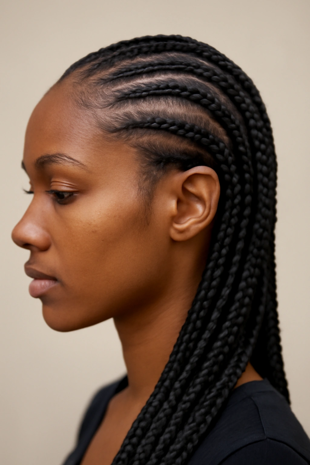15 Natural Braid Styles Black Women Are Wearing Now 5 Knotless braids showing seamless roots without visible knots