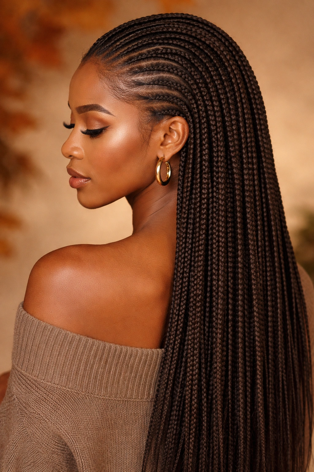 Knotless braids flowing seamlessly from scalp