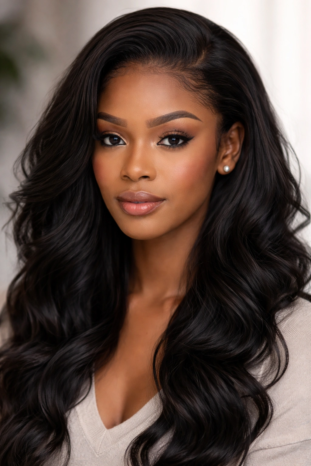 Lace-front wig on a head with natural-looking hairline and seamless blend.