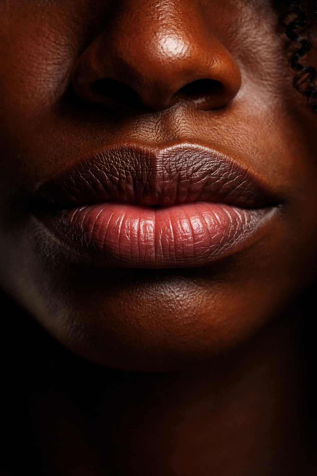 Close-up of a mouth with lips pressed, illustrating the power and pain of language