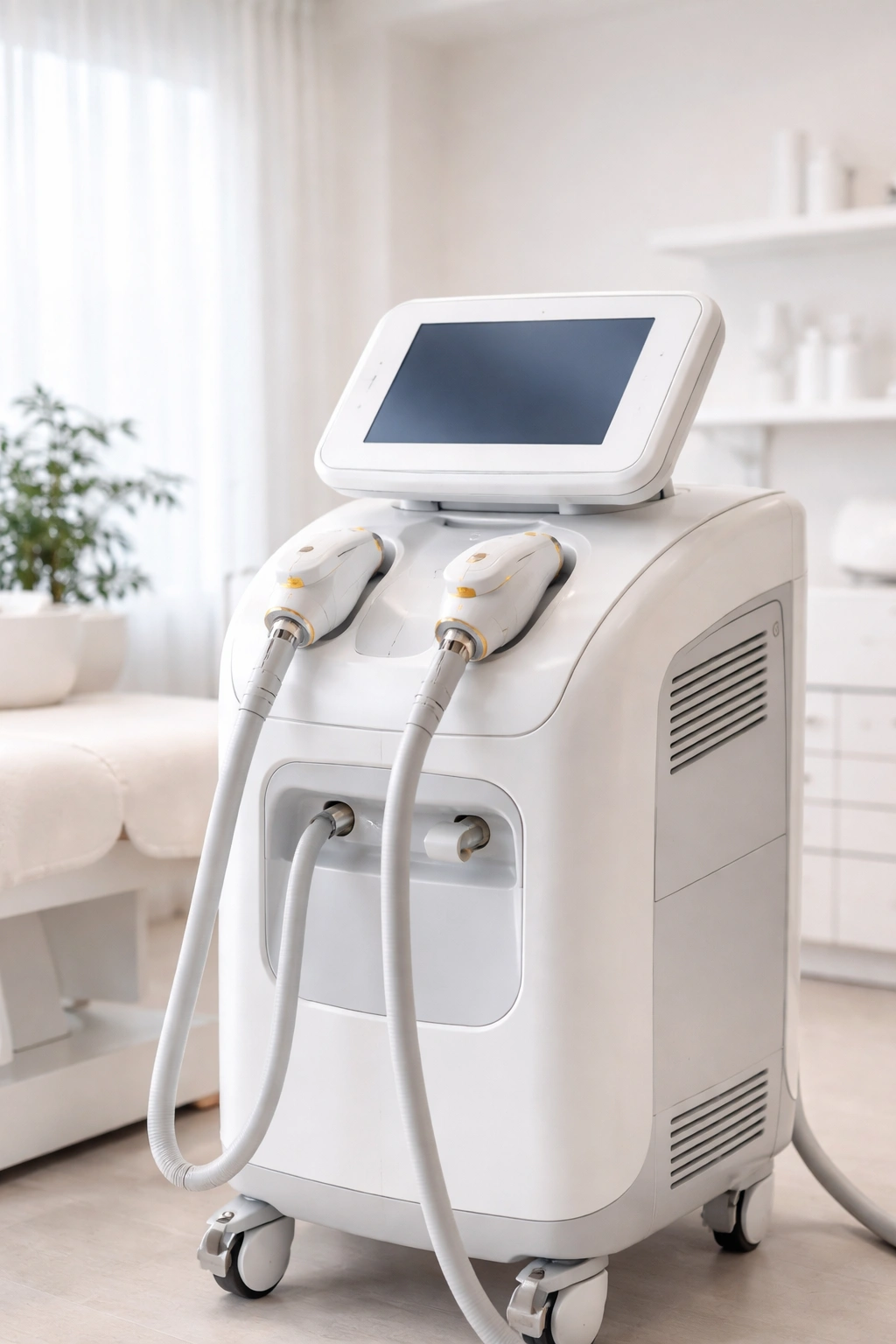 Laser hair removal device in a clinical treatment room