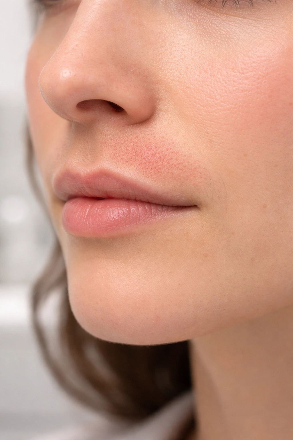 Mild redness around a treated skin area