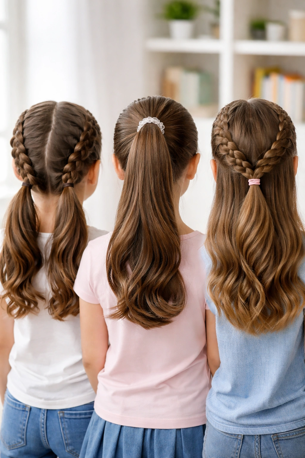 Close-up of a secure, neatly styled school hairstyle designed to last