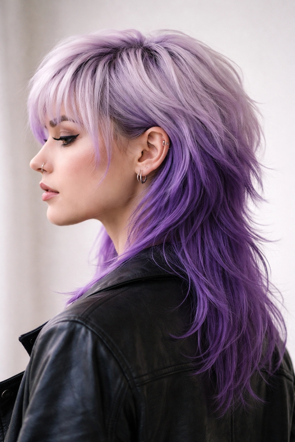 12 Dyed Mullet Haircuts Full Of Personality 3 Lavender mullet with pale roots and darker lavender at the ends