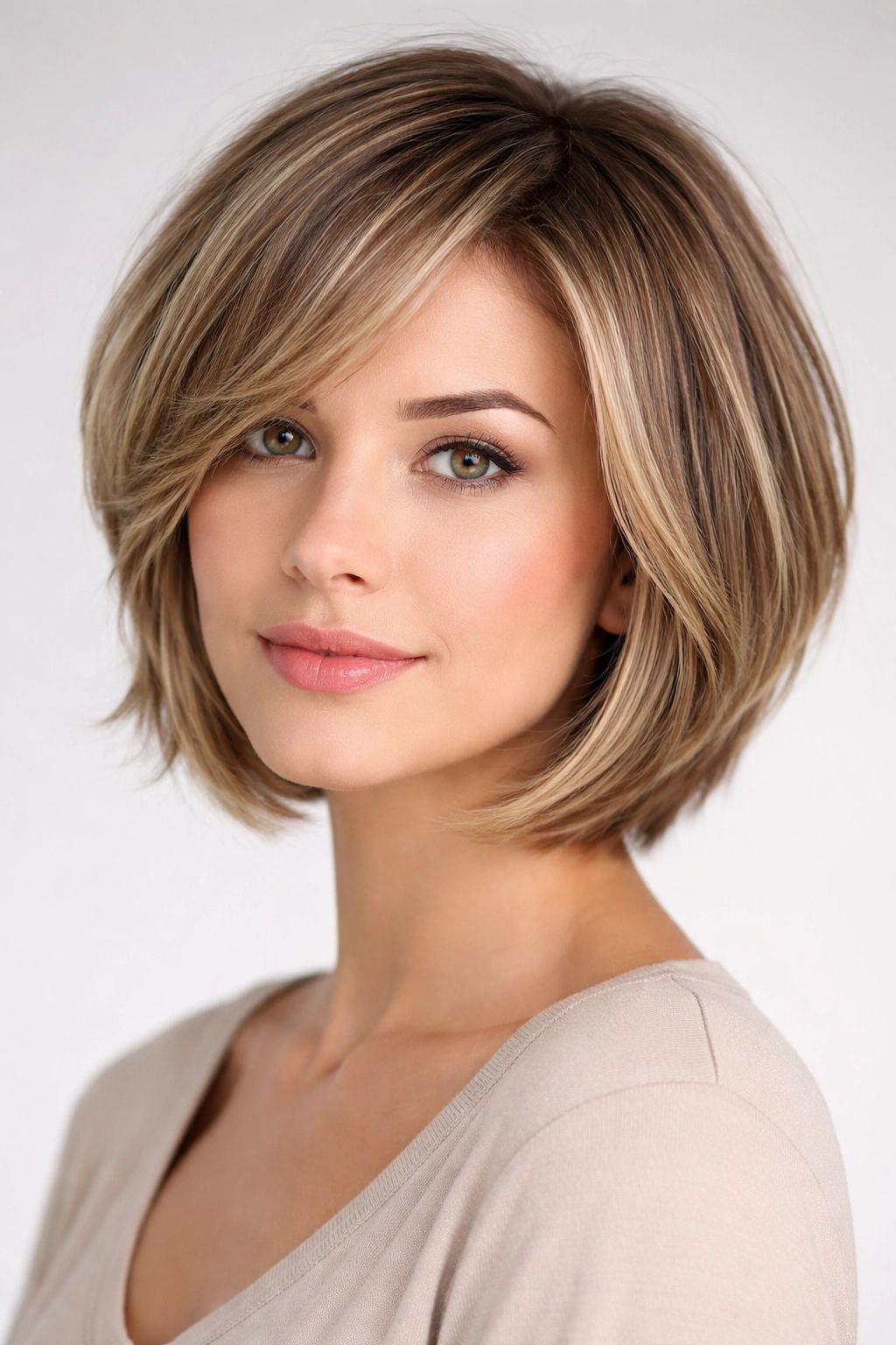 Layered bob with multiple layers creating movement and volume