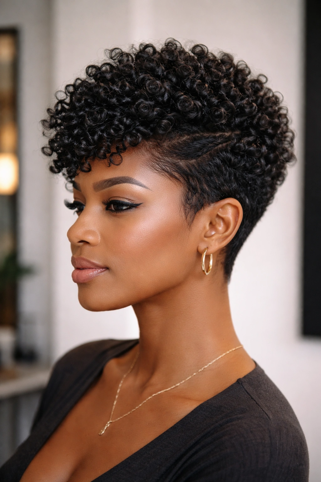 12 Haircuts For Coily Hair That Hold Their Shape 4 Close-up of layered coil crop showing stacked layers and volume