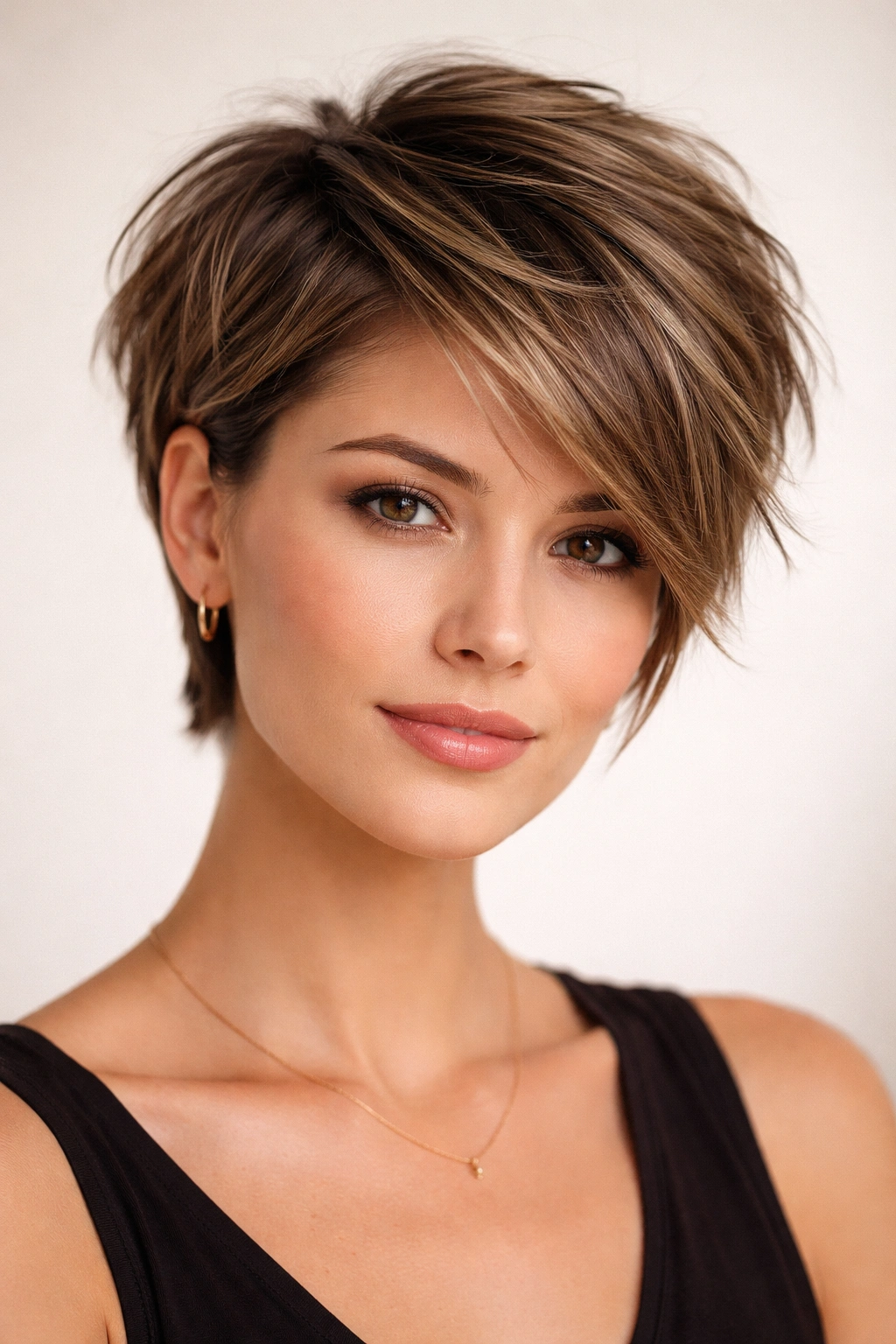 15 Short Haircuts That Look Great Without Bangs 11 Layered crop hairstyle with visible multiple layers and texture