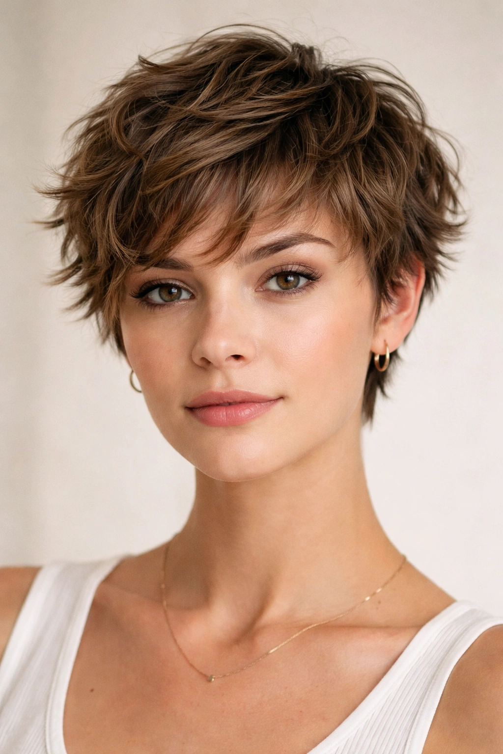 Short And Wavy 15 Haircuts Designed For Your Texture 12 Close-up of layered crop showing short length and choppy texture