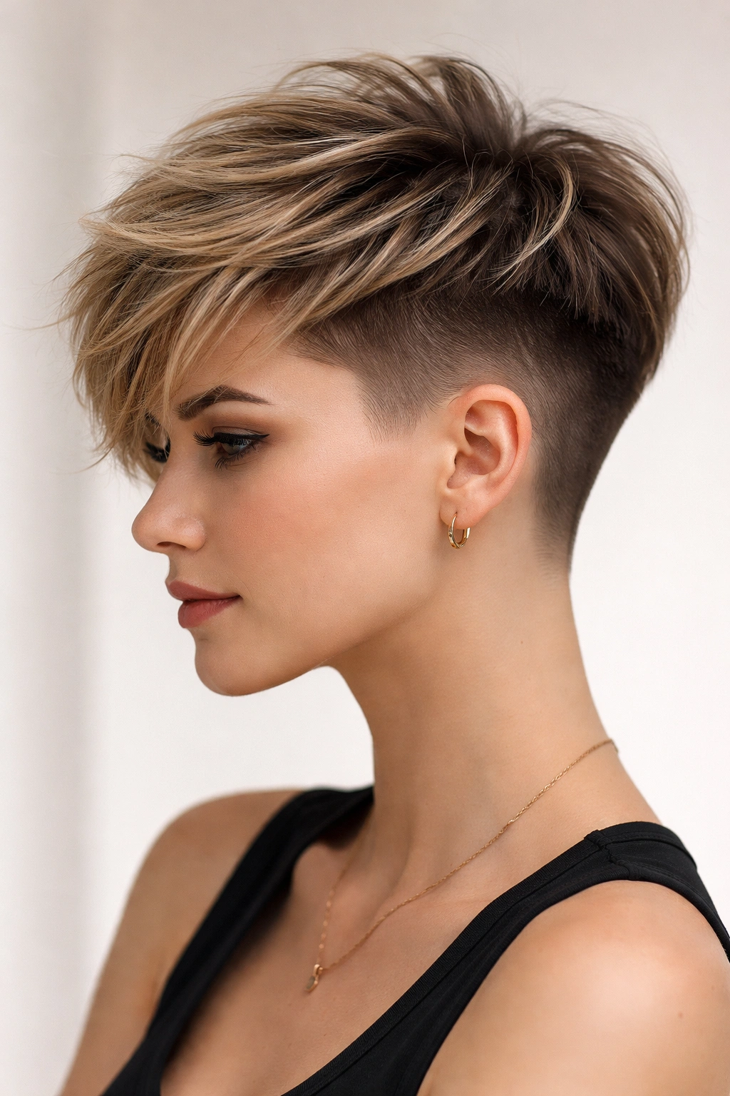 12 Short Layered Cuts For Added Volume And Shape 11 Layered crop with a dramatic undercut on the sides