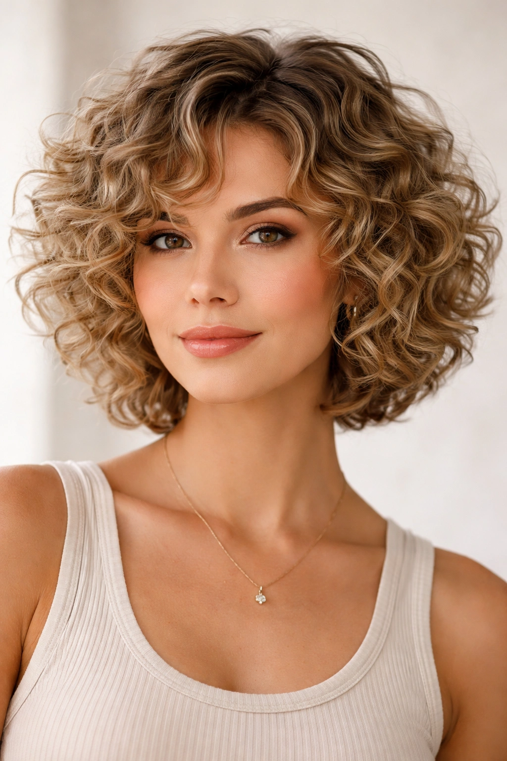 20 Curly Bob Haircuts That Flatter Every Face 4 Model with layered textured bob for fine curls showing lift and movement