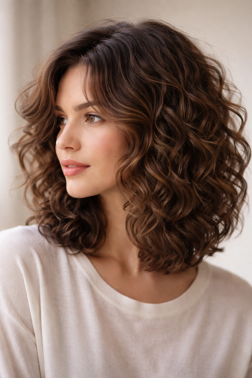 12 Short Curly Cuts With Face Framing Layers 5 Layered curly lob showing face-framing layers and movement