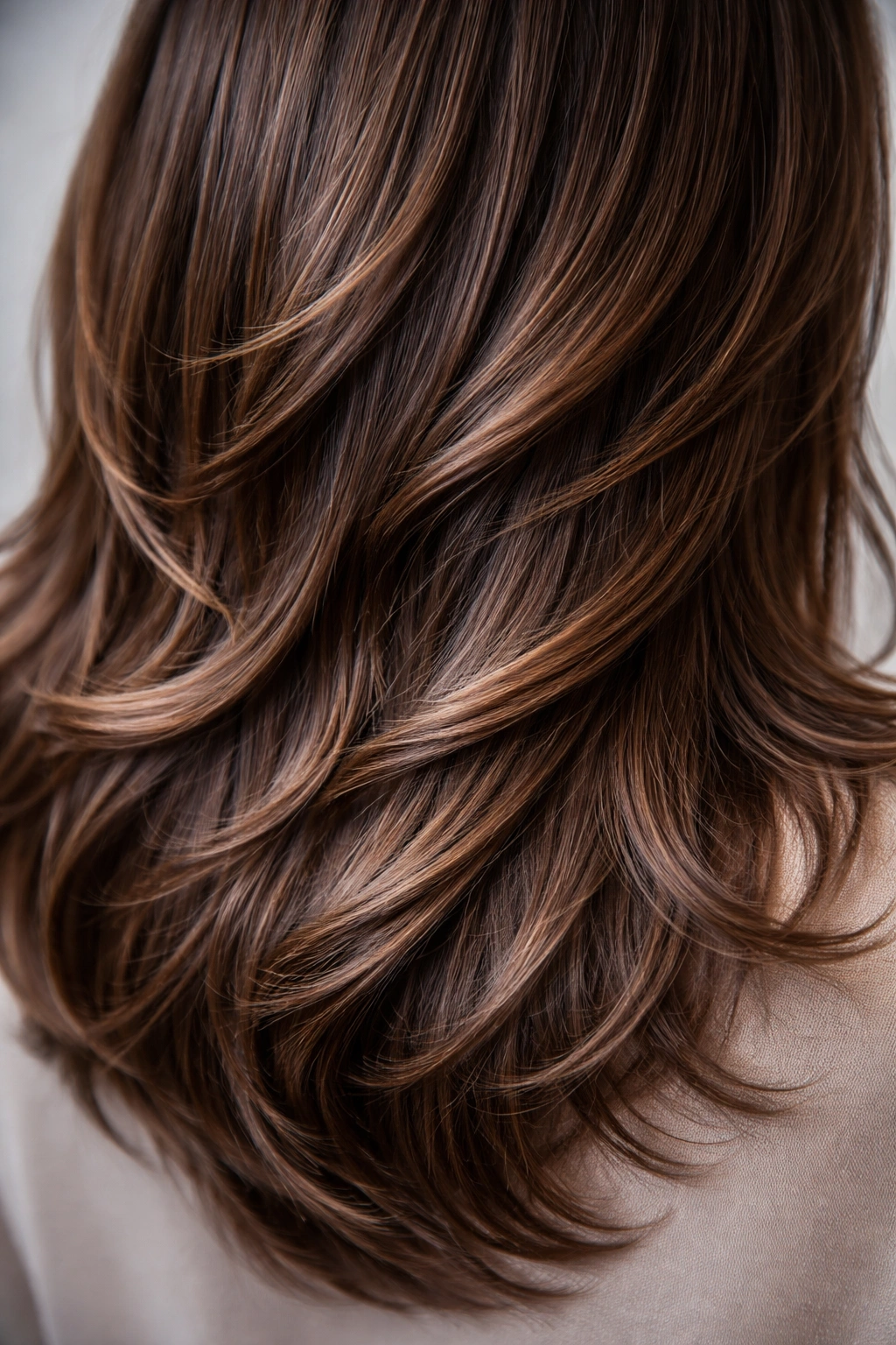 End tips of layered haircut showing moisture and health