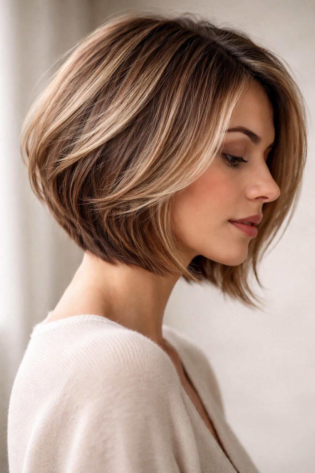 Layered inverted bob with subtle layers and movement