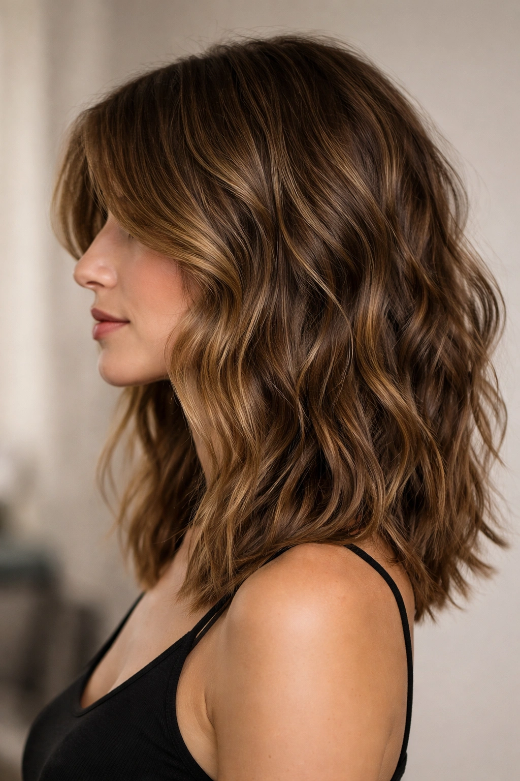 Side view of a layered lob with choppy ends showing wave movement