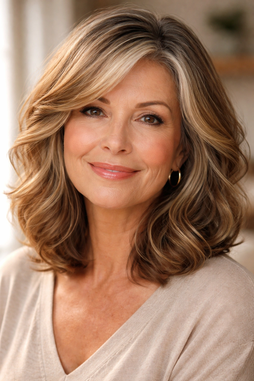 Layered lob with soft waves creating movement and dimension