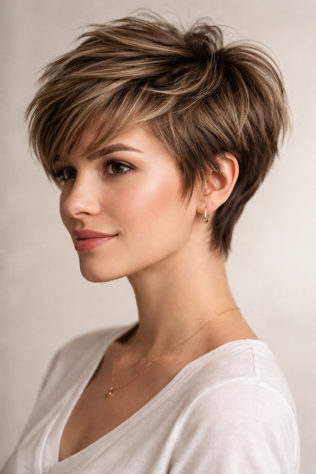 10 Haircuts That Cover Up A Crown Cowlick 2 Layered pixie with longer top and choppy layers creating volume and movement around the crown