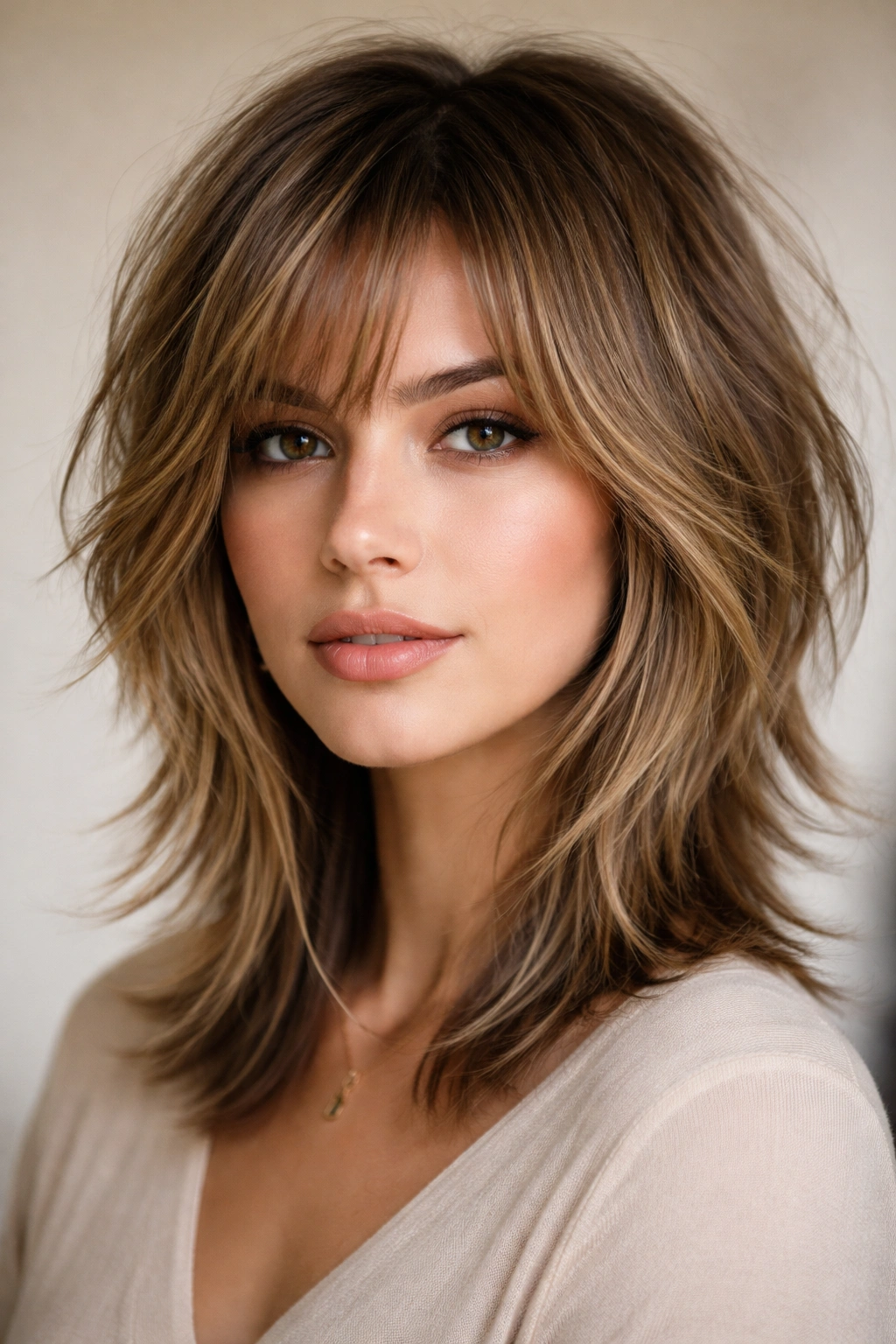 12 Short Choppy Haircuts With Natural Movement 4 Face-framing layered shag at chin-to-shoulder length emphasizing framing.
