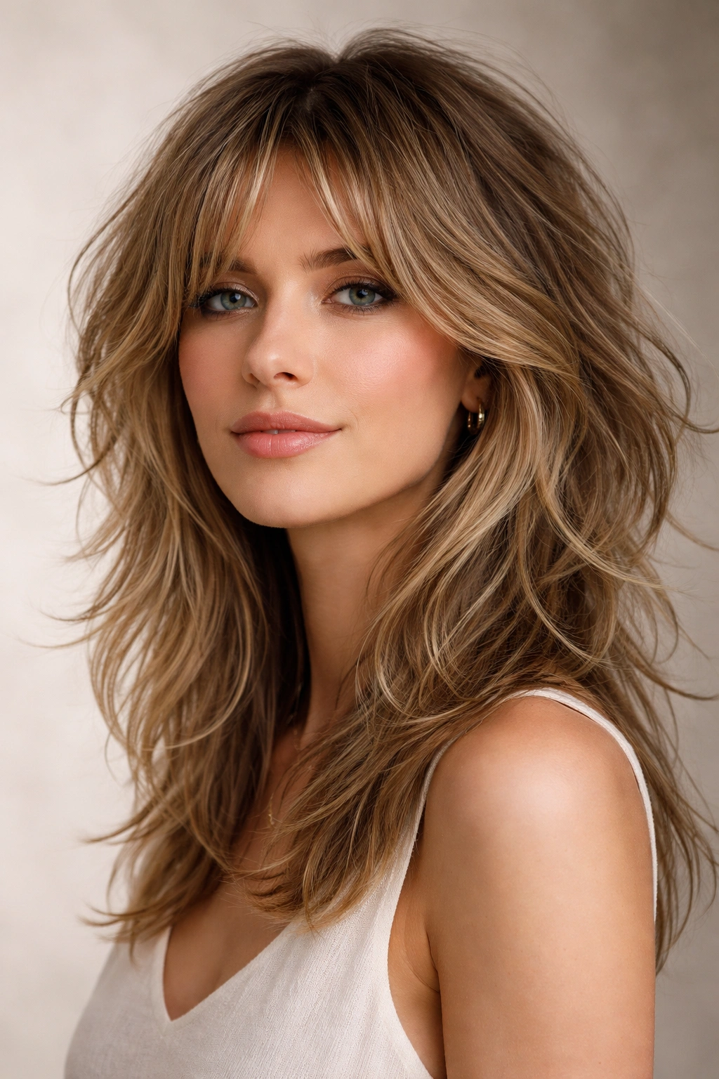 15 Hairstyles That Complement A Longer Face Shape 5 Layered shag with tousled texture portrait highlighting choppy layers