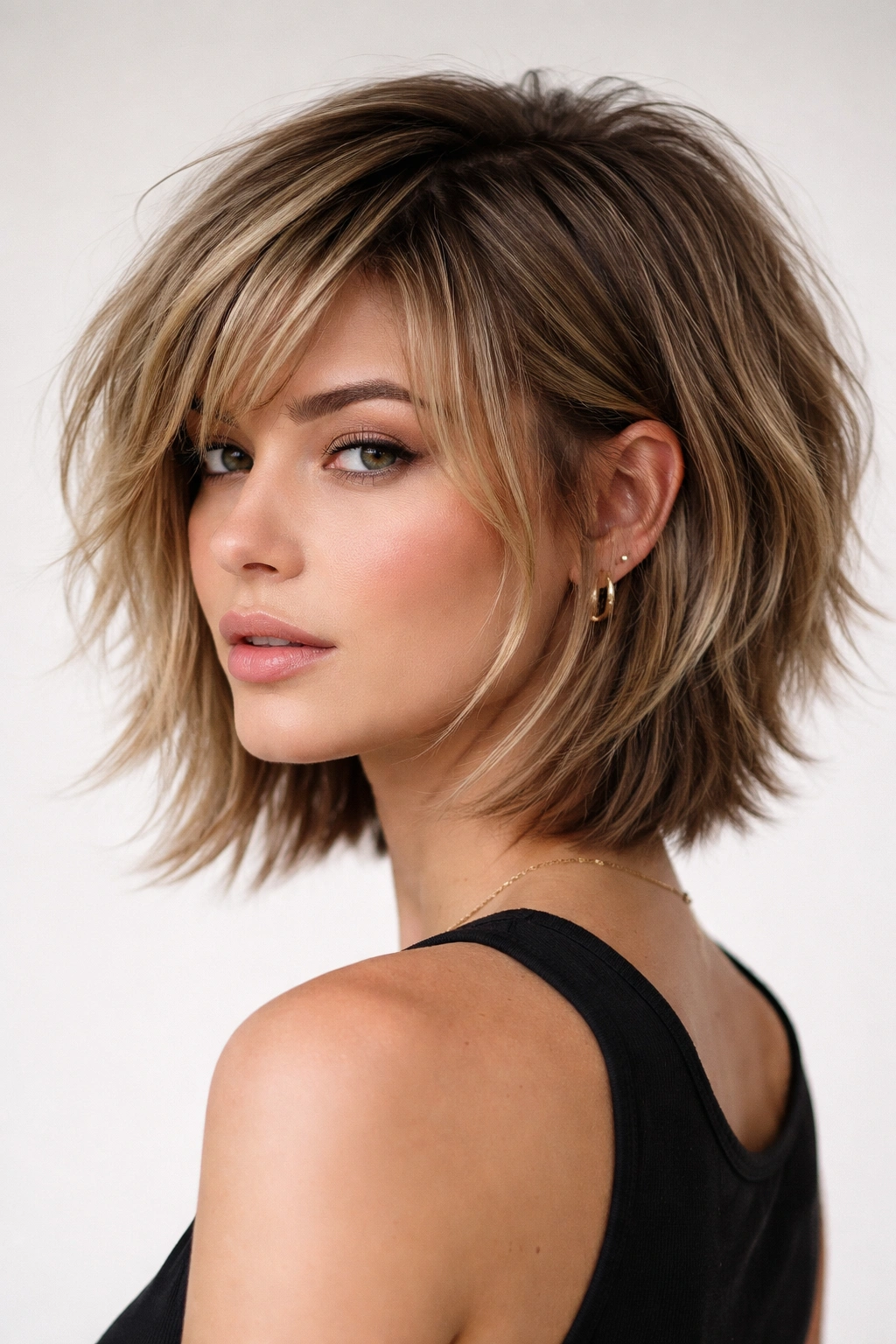 12 Edgy Bob Cuts For Women Who Love Bold Hair 10 Portrait of a layered textured bob with face-framing short layers and longer underneath for volume.