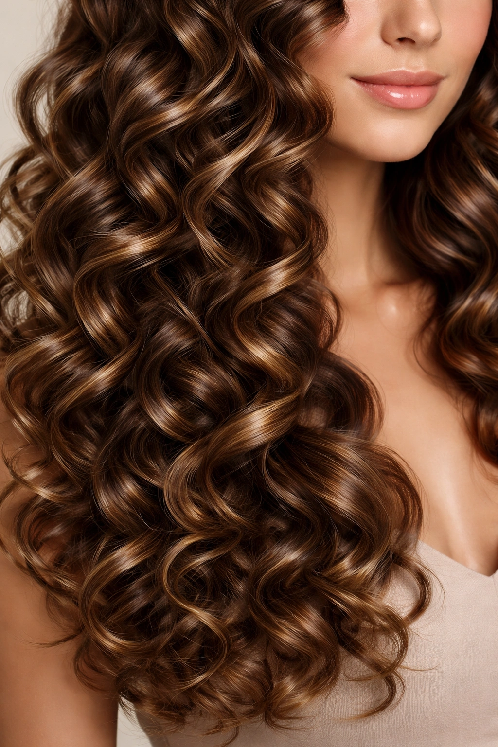 Hair with glossy shine indicating use of conditioning products.