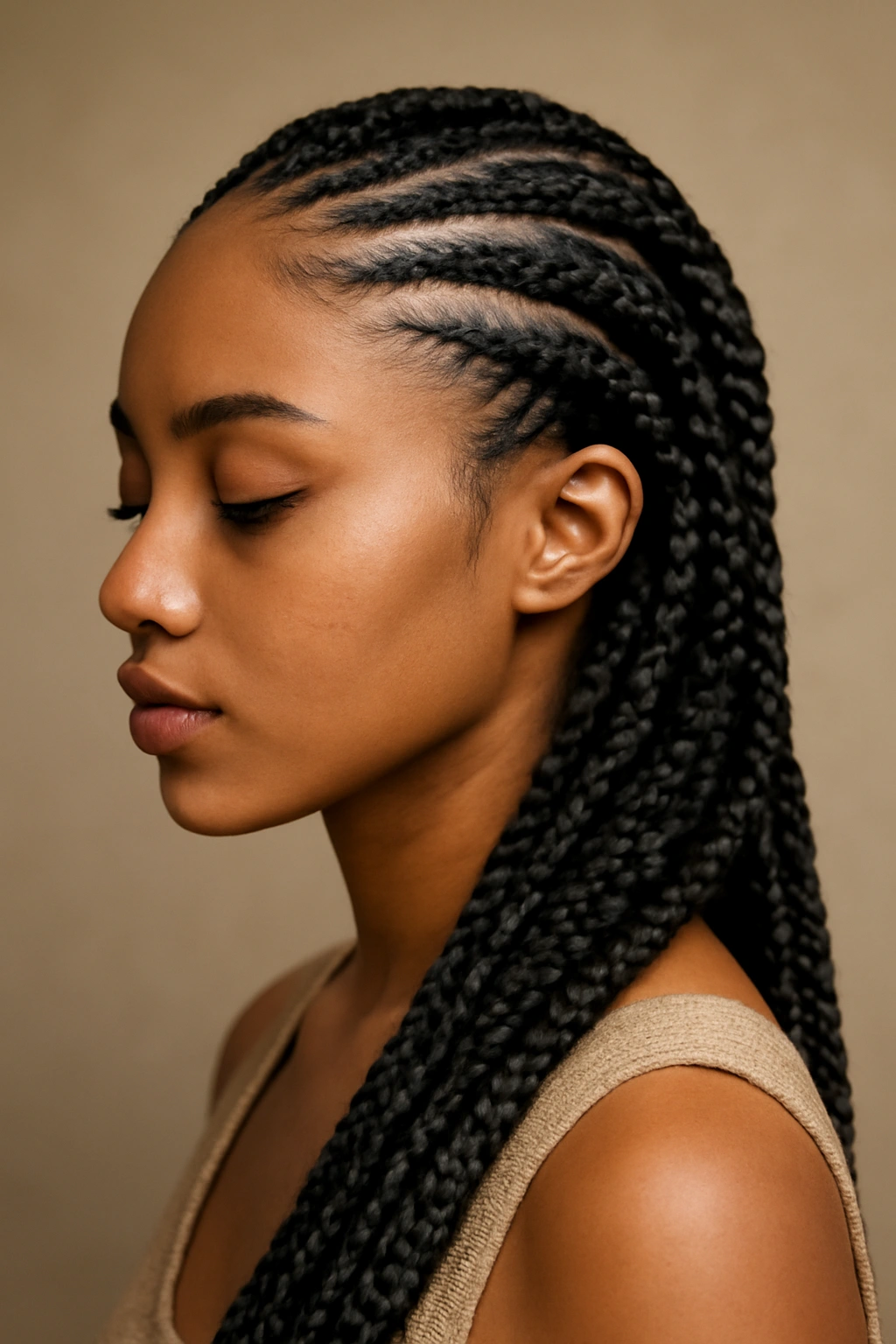 15 Natural Braid Styles Black Women Are Wearing Now 15 Lemonade braids curving from hairline across the scalp.