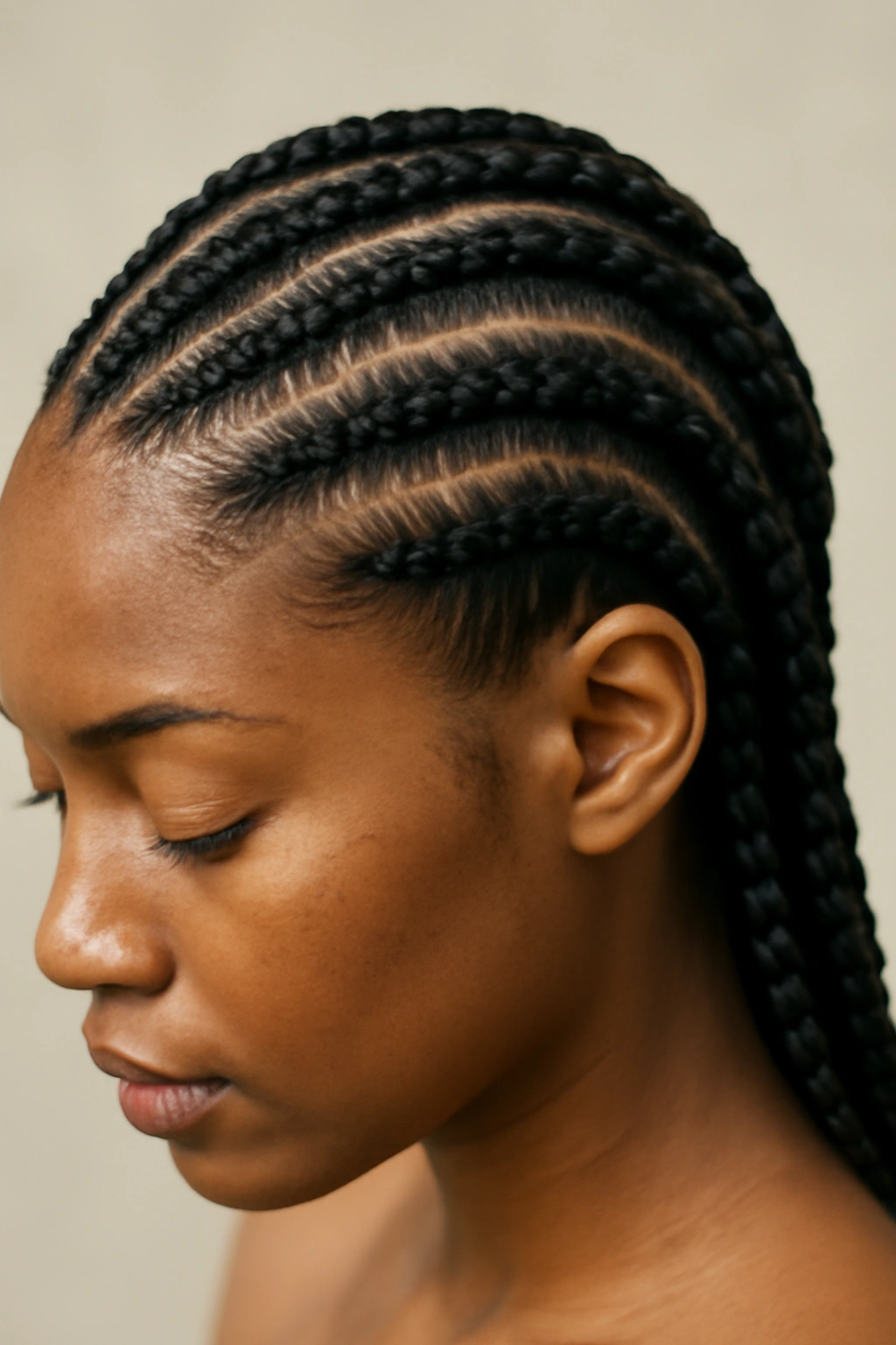 15 Short Braids for Natural Hair You Need to See 11 Lemonade braids forming diagonal geometric lines across the scalp