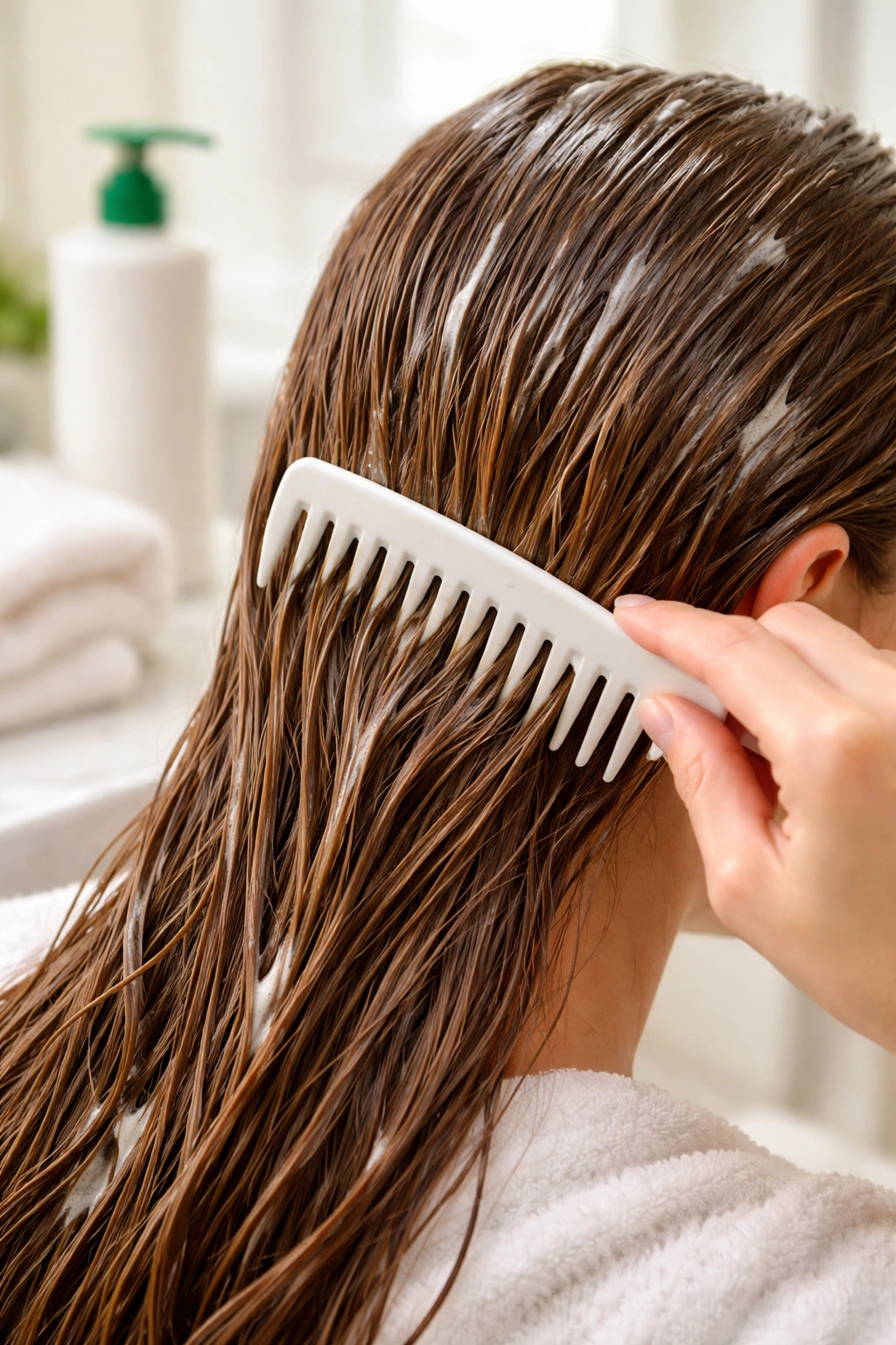 Gentle nit removal with a wide-tooth comb on a calm scalp