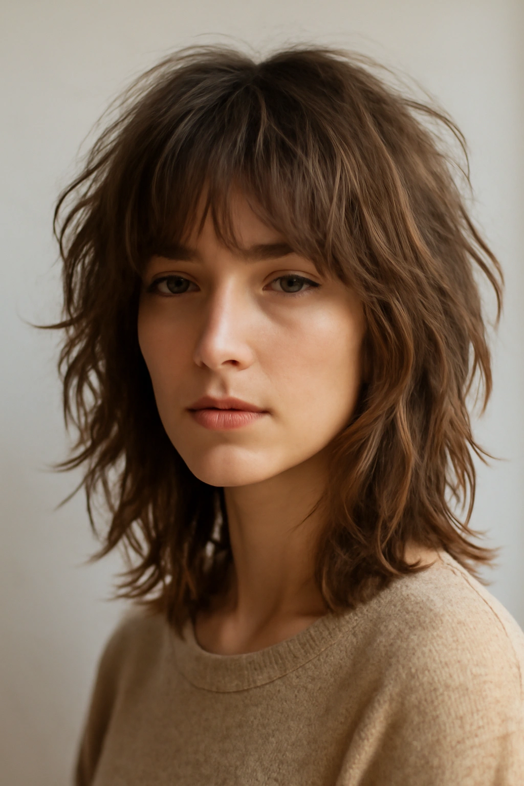 20 Shaggy Styles That Make Your Hair Look Effortlessly Good 18 Model with lived-in shag hairstyle featuring messy, textured layers